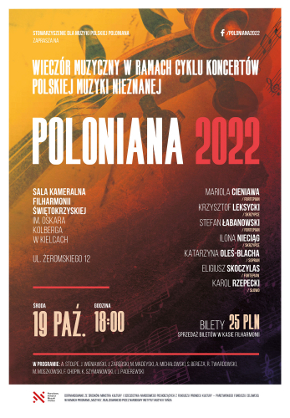 Wieczór Muzyczny w ramach Cyklu Koncertów Polskiej Muzyki Nieznanej POLONIANA 2022